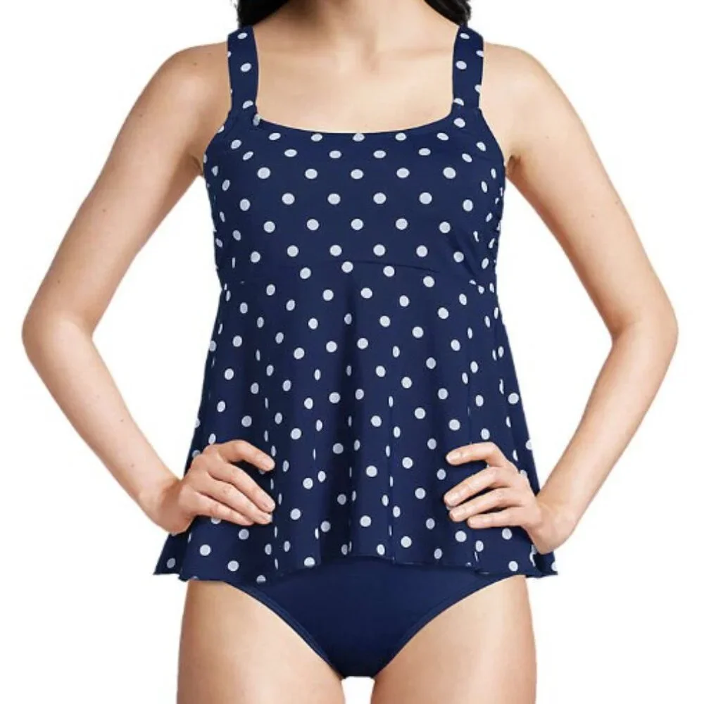 Lands' End Flutter Scoop Neck Tankini Top - Size: Large - NWT